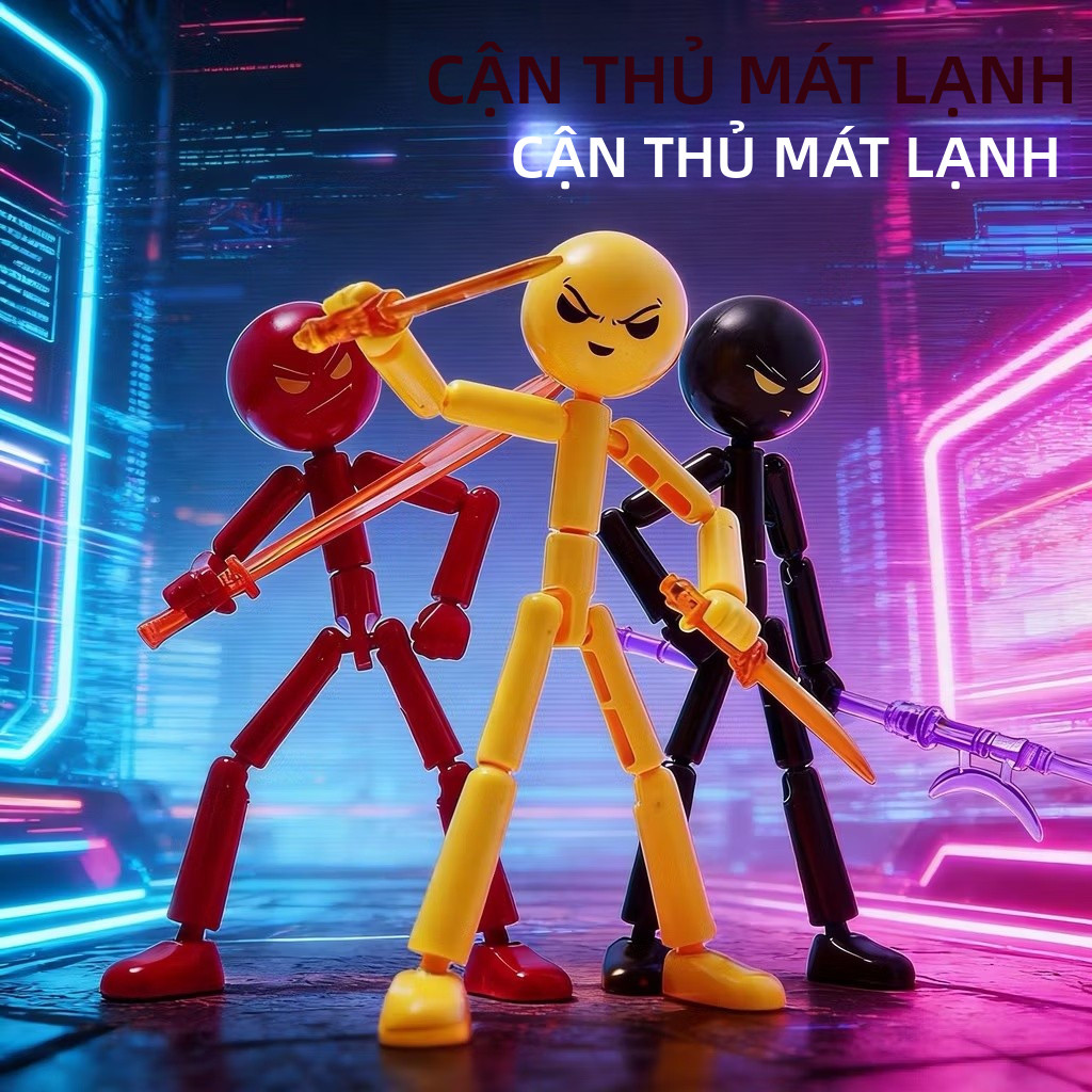 【🇻🇳Có sẵn kho】Matchstick Man DIY Đồ trang trí lắp ráp Trang trí 12cm Di chuyển được Joint Stickman Nhân vật hành động
