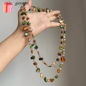 Vòng cổ cổ cổ GAVESTO, Vòng cổ dài đầy màu sắc đính cườm, Vòng cổ cổ cổ điển Bohemian có thể xếp chồng lên nhau thời trang dành cho nữ