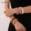 AqToCna Smooth Round Acrylic Cuff Lắc Tay Dành Cho Nữ Vintage Phóng Đại Màu Thạch Smudging Lắc Tay Nhựa Rộng Vòng Tay Phụ Kiện AqToCna