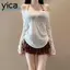 YICA 3 Bộ Đồ Bơi Riêng Biệt, Có Nắp Đầm Ren Bộ Bikini Cho Nữ, Bộ Đồ Tắm Mùa Hè 3in1 Gợi Cảm Phong Cách Cho Tiệc Bể Bơi