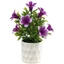 {WELV}White Pot 9-Bloom Faux Lily Plant Plastic Stems Realistic Look for Indoor Spaces