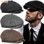 OUSXA Nam Newsboy Mũ, Mũ nồi phong cách cổ điển thông thường, Mùa thu đông Thiết kế phẳng Chất liệu Tweed Mũ hình bát giác cổ điển Mặc đường phố