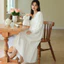 Phụ Nữ Màu Vàng Cotton Dài Tay Váy Bộ Đồ Ngủ Vintage Váy Ngủ Nữ Váy Ngủ Đồ Ngủ
