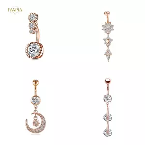 PNPIA- Pha Lê Zircon Bụng Nút Xỏ Hoa Trái Tim Mèo Phẫu Thuật Thép Bụng Nhẫn Nữ Bé Gái Rốn Dòn Ten Trang Sức
