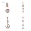 PNPIA- Pha Lê Zircon Bụng Nút Xỏ Hoa Trái Tim Mèo Phẫu Thuật Thép Bụng Nhẫn Nữ Bé Gái Rốn Dòn Ten Trang Sức