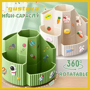 Hộp lưu trữ văn phòng phẩm GUSTAVA, Bộ sắp xếp văn phòng phẩm xoay 360 độ công suất lớn, Bộ sắp xếp bàn 5 khe đa chức năng Hộp đựng bút để bàn đa chức năng cho trẻ em
