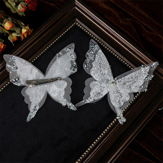 Bộ kẹp tóc hình bướm kim cương đính sequin mới phong cách cổ tích