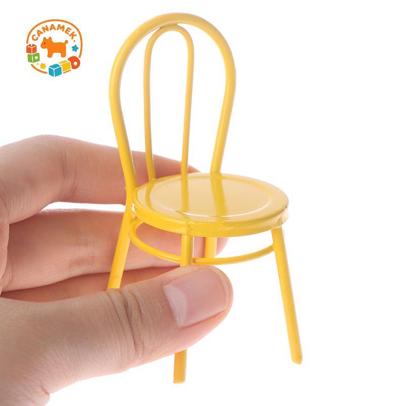 CANAMEK 1 / 12 Nhà Búp Bê Nội Thất Thu Nhỏ Ghế Kim Loại Nhà Búp Bê Phụ Kiện CSF
