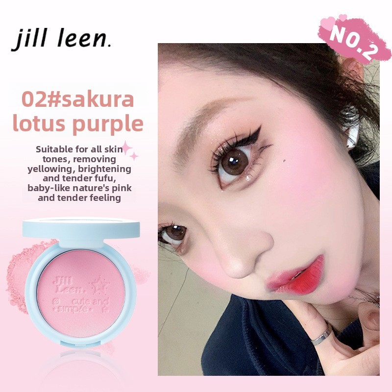 Phấn má JILL LEEN (Mới) - 【Nhiều màu】 đơn sắc, chất lì nhẹ, đa năng, màu đào & tím tôn da, trang điểm tự nhiên