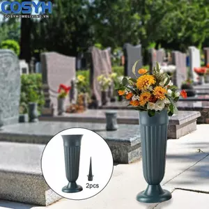 <cosyh>Dark Green Grave Sweeping Ritual Vase Sturdy PP Resin Material 4 17x12 20 inches