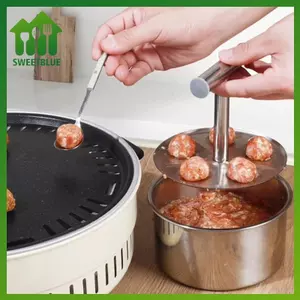 SWEET 6 / 12 Lỗ Hướng Dẫn Sử Dụng Máy Thịt Viên Đa Năng Thép Không Gỉ Máy Làm Thịt Nhà Bếp Khuôn Thịt Viên Thịt Bộ Làm n