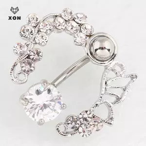Đá Pha Lê Rỗng Bướm Bụng Nút Nhẫn Thời Trang Rốn Móng Tay Cho Nữ Thép Không Gỉ Gợi Cảm Body Piercing Trang Sức [Mina]