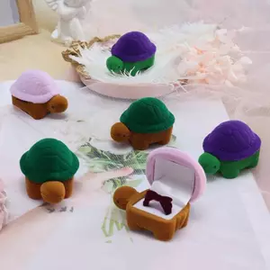 SWEET Phim Hoạt Hình Dễ Thương Hộp Nhẫn, Hộp Trang Sức Hình Rùa, Hộp Bông Tai Nhung, Hộp Floed, Hộp Quà Trang Sức Tinh Tế n
