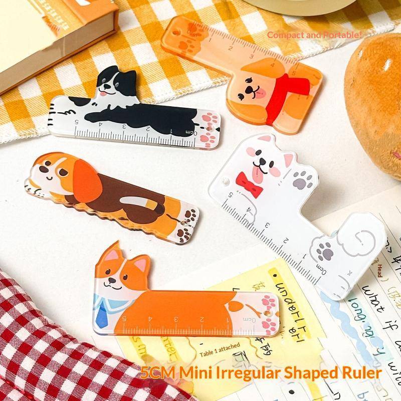PNPIA- Thước Mini 5cm Hoạt Hình Dễ Thương Chó Mèo Động Vật Mặt Dây Chuyền Dụng Cụ Đo Nhỏ Cho Học Sinh Văn Phòng Phẩm Quà Tặng Trường Học