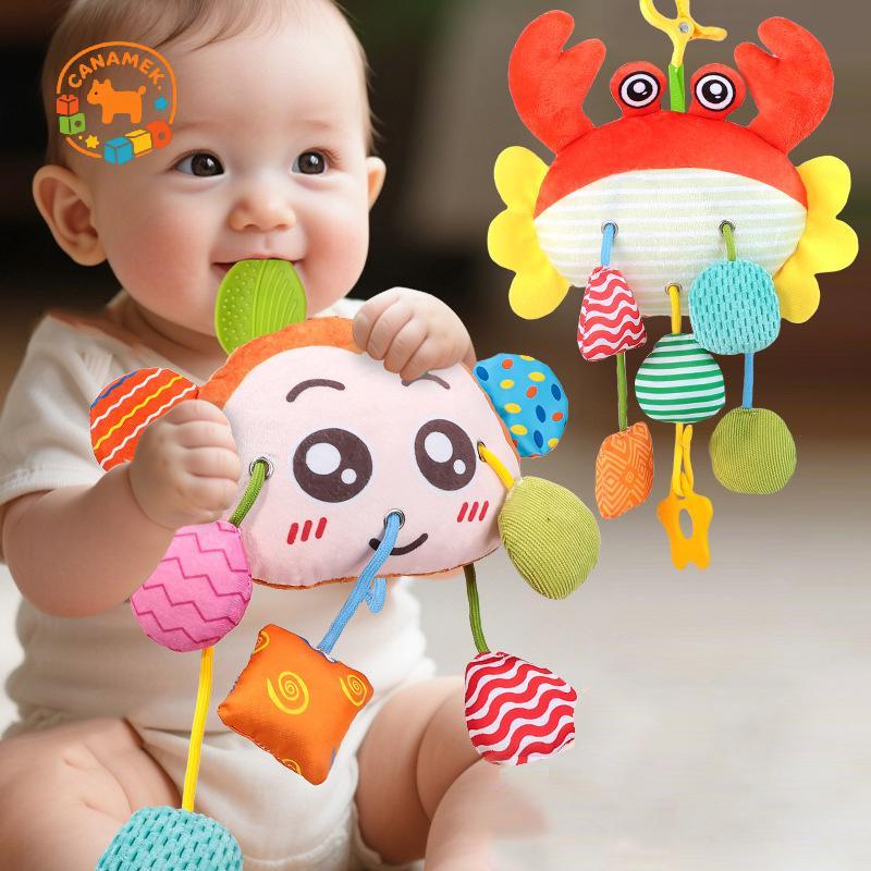 Đồ chơi ghế ô tô CANAMEK cho bé 0-6 tháng tuổi, Đồ chơi xe đẩy có kẹp tiện lợi, Đồ chơi ghế ô tô treo phụ kiện cho bé, Chuông tích hợp CSF