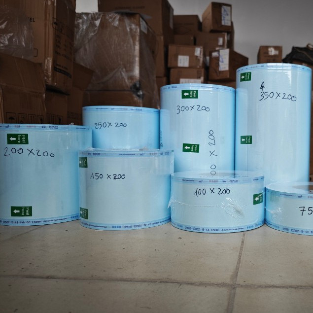 YLDENT Túi hấp tiệt trùng y tế 30cm 25cm 20cm 15cm 10cm 7,5cm ( Hàng Xuất VAT)
