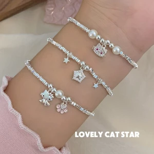 Ngôi Sao Mèo Vỡ Bạc Vòng Tay Nữ Ánh Sáng Sang Trọng Niche Trang Sức Tinh Tế Giá Trị Cao Sinh Viên Sinh Nhật Quà Tặng Trang Sức