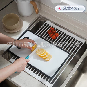 Silicone Có Thể Gập Lại Giá Thoát Nước Bồn Rửa Chén Bát Lưu Trữ Đĩa Thoát Nước Giá Trái Cây Rau Củ Rửa Chén