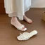 Xăng đan Gót Thấp Chấm Bi Cho Nữ Có Nơ Và Ngón Chân Mở