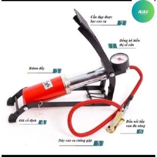 Bơm Chân Mini Tiện Lợi Đa Năng Có Đồng Hồ Đo Áp Suất – Bơm Xe Máy, Xe Đạp, Ô Tô, Bóng