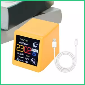 Đồng hồ thời tiết kỹ thuật số nhỏ Dự báo thời tiết có thể sạc lại Máy đo độ ẩm gia đình Thời gian ngày để bàn Điều khiển thông minh jiwvn