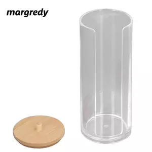 MARGREDY Cotton Pad Dispenser, Có Nắp Hộp Đựng Bông Trang Điểm Trong Suốt, Bảo Quản Mỹ Phẩm Trang Trí PS Miếng Lót Mỹ Phẩm Hộp Đựng Phòng Tắm