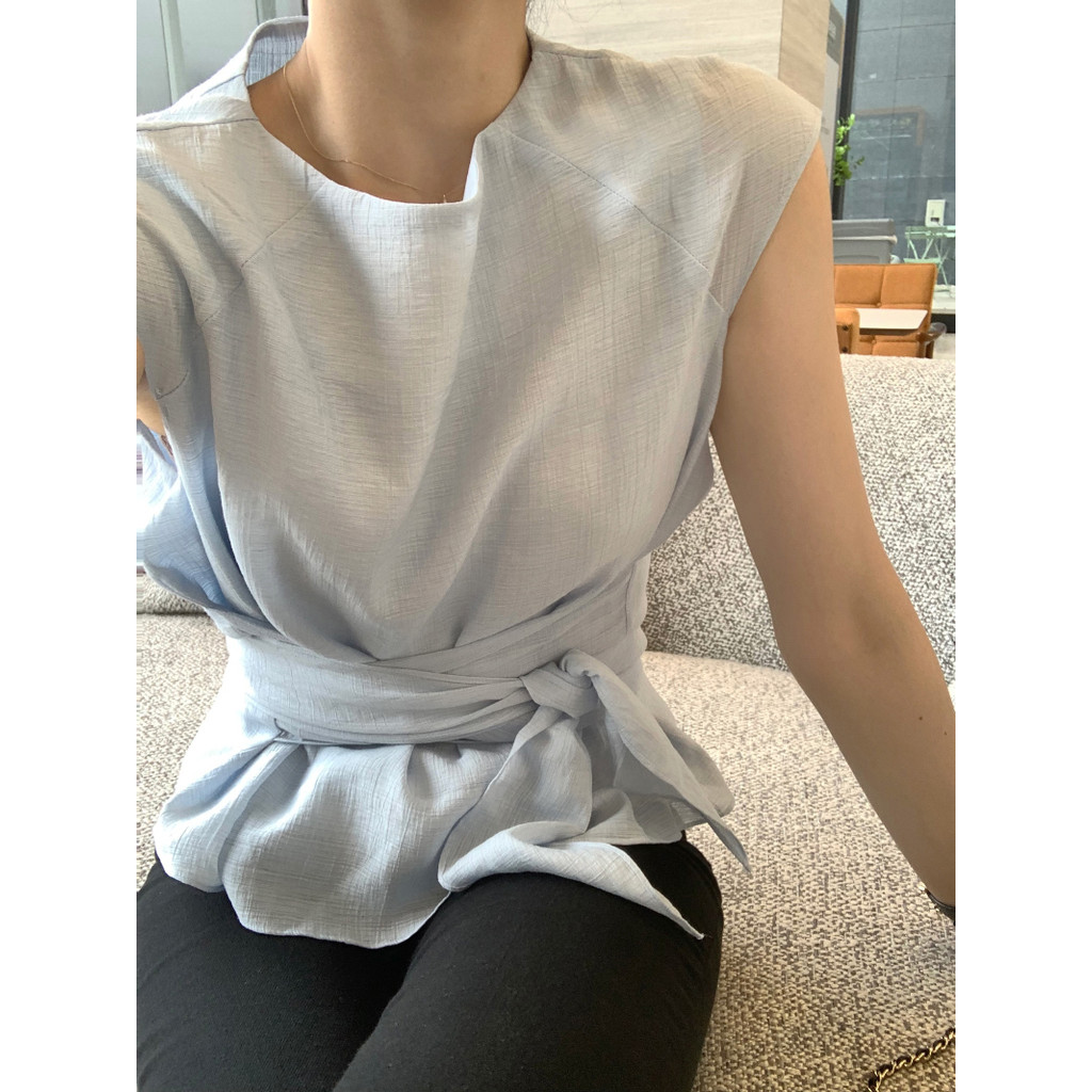 SUXI Áo sơ mi buộc dây thông thường màu trơn giản dị và nhẹ nhàng dành cho nữ mùa hè mới 260529