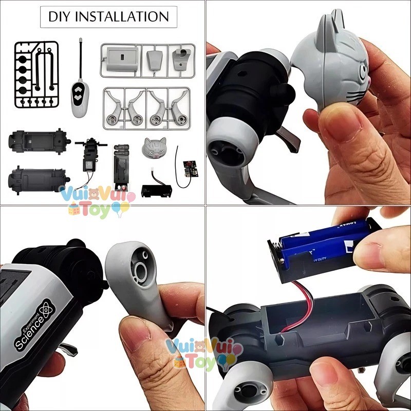 DIY mèo chó robot điều khiển từ xa – Đồ chơi lắp ráp, phát triển trí tuệ