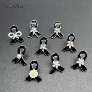 AqToCna 1 Cái Pháp Lãng Mạn Ngọc Trai Hoa Cúc Trâm Cài Trang Sức Ruy Băng Nhận Thức Pin Tang Lễ Ruy Băng Huy Hiệu DIY Phụ Kiện AqToCna