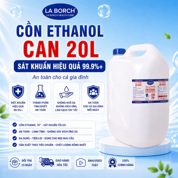 [CAN 20L] Cồn Y tế Sát khuẩn Ethanol LABORCH can 20L 70 độ, 90 độ, 96 độ, Có Hương