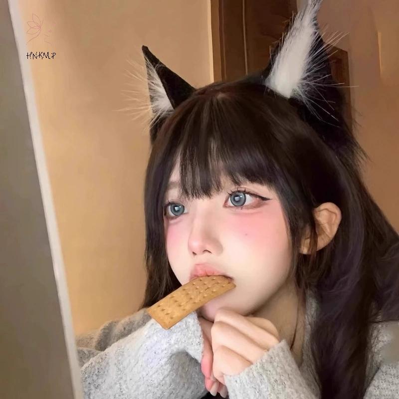 HNKMP Hoạt Hình Sang Trọng Tai Mèo Dành Cho Nữ Cô Gái Cosplay Tóc Ngộ nghĩnh Dễ Thương Gothic Tóc Vòng Sáng Tạo Phụ Kiện Tóc Quà Tặng.