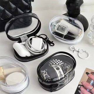 1 / 2 / 4 Túi đựng cáp di động có vòng móc khóa - Dụng cụ sắp xếp du lịch trong suốt Mini cho tai nghe & bộ sạc