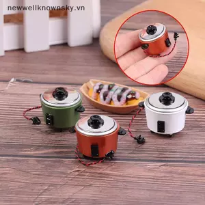 Nồi cơm điện trắng thu nhỏ MỚI Trang trí nhà bếp cho nhà búp bê DIY 1: 12 SKY