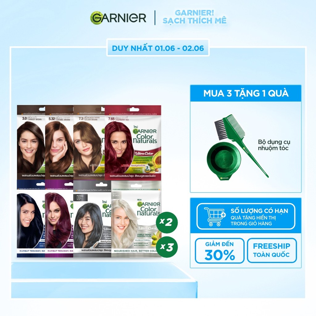 Kem Nhuộm Tóc Tại Nhà Màu Thời Trang - Garnier Color Naturals Ultra Colors - 8 Màu Nhuộm Thời Trang