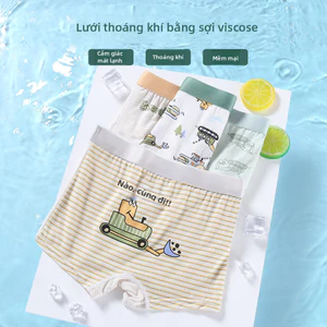 4 Miếng Quần Lót Bé Trai, Sử Dụng Chất Liệu Lụa Băng, Phong Cách Mỏng Mùa Hè, Quần Short Boxer Lưới, Thoải Mái Thoáng Khí.