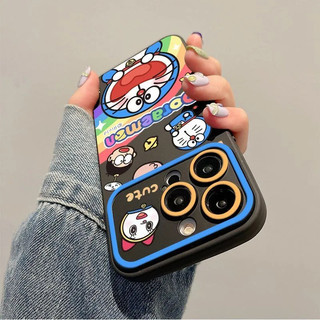 Ốp Điện Thoại Di Động Mềm Rainbow Doremon Thích Hợp Cho iPhone 7Plus 16ProMax Premium 14Plus 13Pro Hợp Thời Trang 15Pro 12ProMax Creative 11 XR 17PRO Ốp Điện Thoại Cửa Sổ Lớn Chống Sốc Chống Sốc