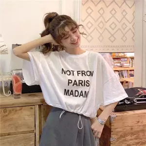 Áo thun tay dơi dây rút phiên bản Hàn Quốc dáng rộng nhỏ Phiên bản cẩn thận Mùa hè hàng ngày Đi lại thông thường Tất cả các trận đấu hàng đầu