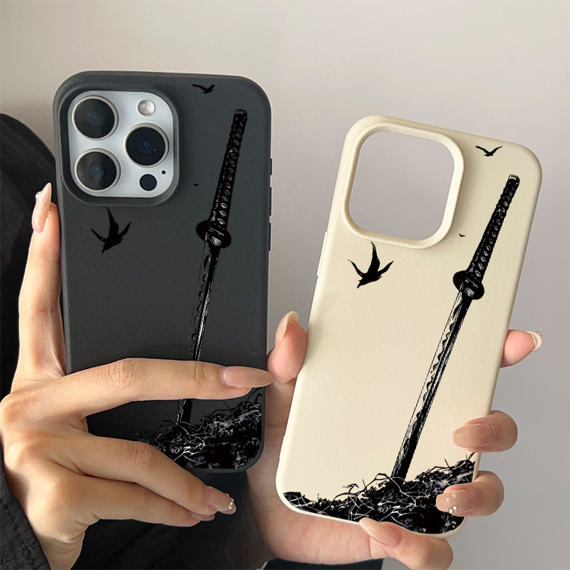 Ốp lưng cho iPhone 17 16 Pro Max 15 14 13 12 11 Samurai Sword Silhouette