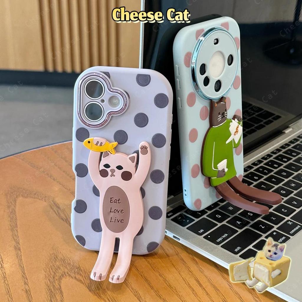 Kẹo Màu Có Thể Gập Lại Chân Dài Mèo Đứng Ốp Lưng Điện Thoại iPhone 12 11 15 14 13 16 17 Pro Max Xs Max XR 7 8