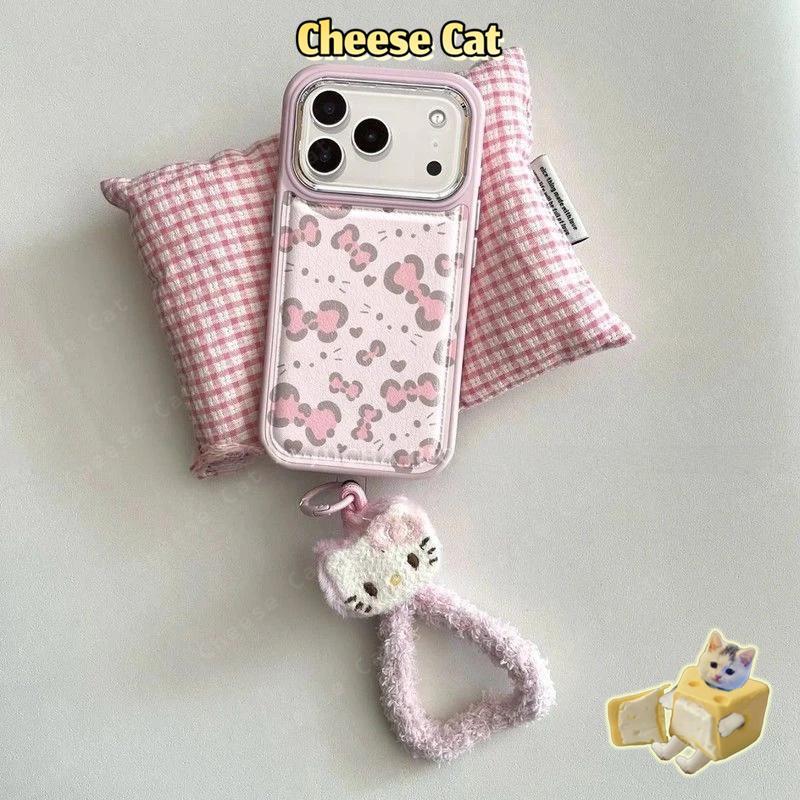 Ốp Lưng In Họa Tiết Da Báo Nơ Hồng Kitty iPhone Cho iPhone 17 Pro 16 15 14 11 12 13 Pro Max Xs Max XR 7 Plus