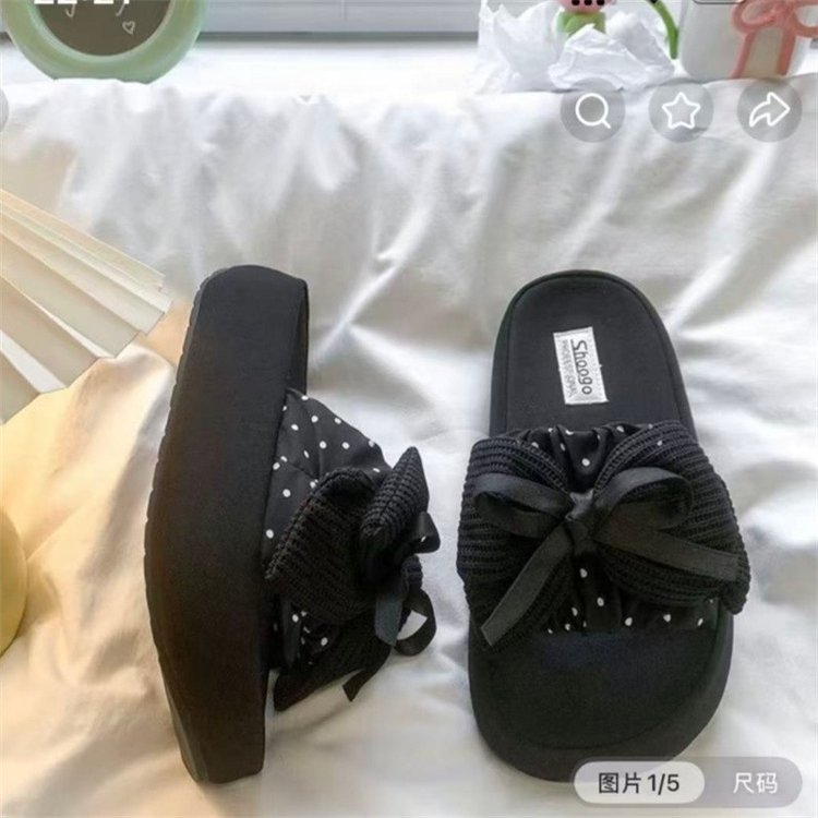Thời Trang Phong Cách Hàn Quốc Chấm Bi Ngọt Nơ Flip-Flops Mùa Hè Phong Cách Mới Thoải Mái Mặc Bên Ngoài Chống Trơn Trượt Chống Mài Mòn Dép Đế Dày Nhà Máy Giá Bán Buôn