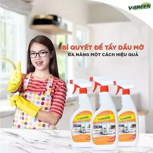 SIÊU GIẢM 50% Tẩy Dầu Mỡ Nhà Bếp V-Green 620ml – Tẩy Bếp Gas, Bếp Từ, Inox, Máy Hút Mùi giúp gian bếp luôn sáng bóng