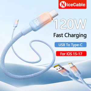 120W Siêu Flash Sạc Chuyển Đổi Loại C Cáp Dữ Liệu USB Sang Loại C Nylon Bện Điện Thoại Sạc Cáp Dữ Liệu Cho IOS 15-17