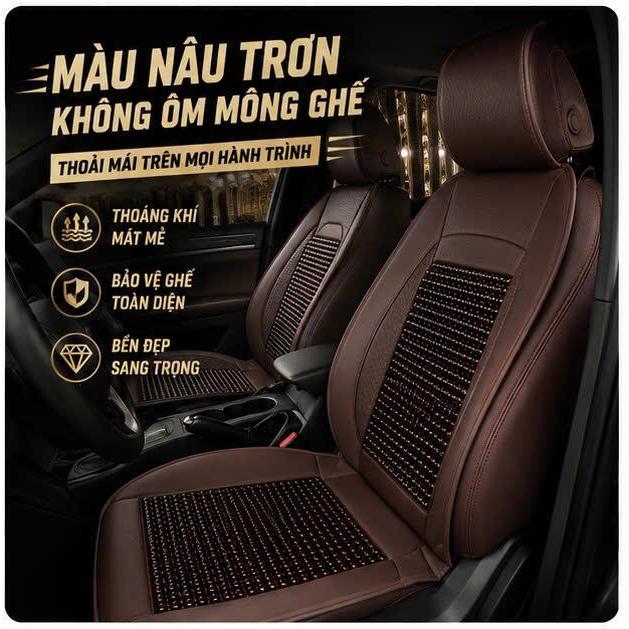 Lót ghế ô tô hạt gỗ mẫu trơn massage cao cấp – đệm ghế da chống nóng thoáng khí