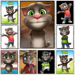Talking Tom ảo thú cưng vui vẻ Poster Không có khung Tranh vải Bắc Âu Trang trí phòng trẻ em