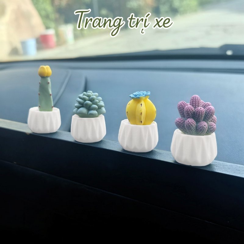 mô hình xương rồng mini sen đá trang trí taplo xe hơi để bàn nhựa chống nắng dễ thương