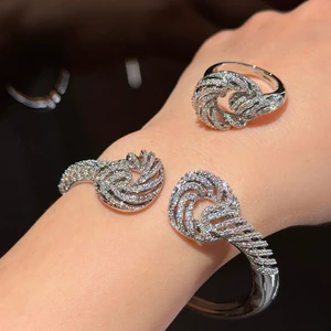 Hàn Quốc Phong Cách Mới Thời Trang Zircon Tua Rua Hoa Ánh Sáng Sang Trọng Thanh Lịch Vòng Tay Nhẫn