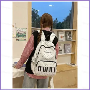 SQ11 2026 Ba lô đàn Piano chấm bi phong cách Hàn Quốc Phong cách đa năng Túi đi học dành cho học sinh