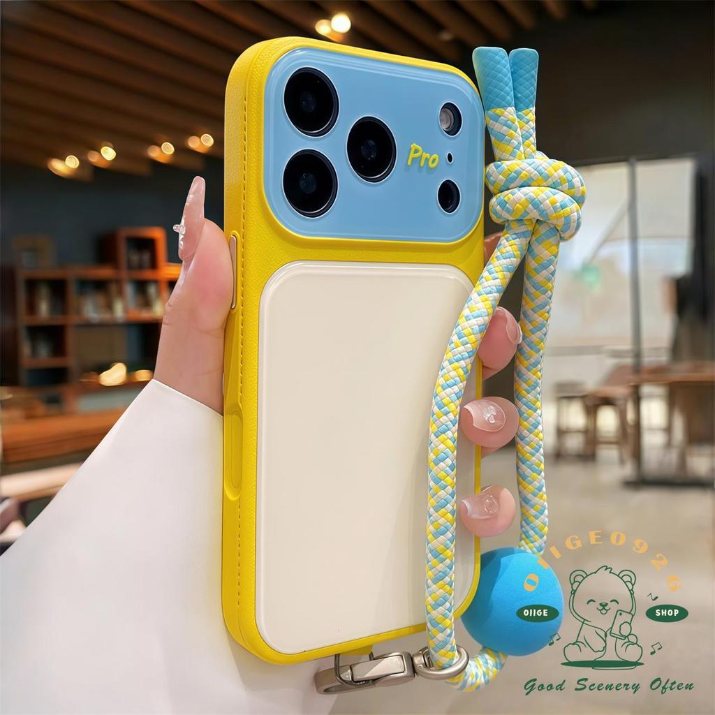 【 Ốp lưng iPhone17 】 Ốp điện thoại tương phản mờ dạng lỏng có dây buộc ngắn iphone17 Pro Max 16 15 14 13 cho vỏ iPhone Vỏ mềm silicon TPU chống sốc