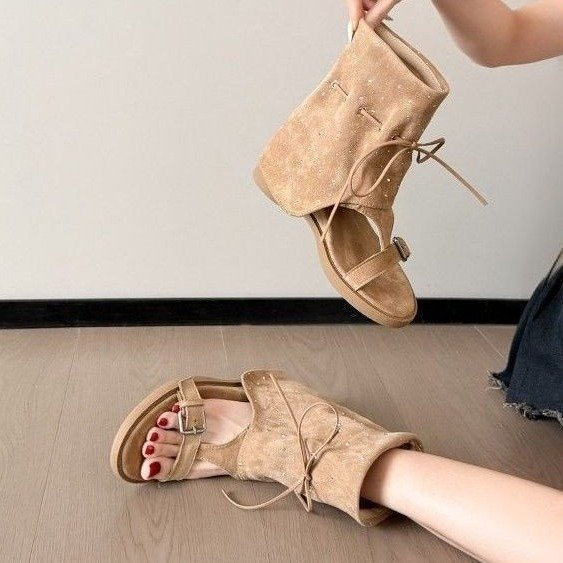 Merad Retro Nêm Gót Giày Sandal Đế Dày Mùa Hè Phong Cách Mới Thời Trang Mặc Ngoài Trời Chống Trơn Trượt Chống Mài Mòn Tính Khí Giày Sandal Giày Ngắn